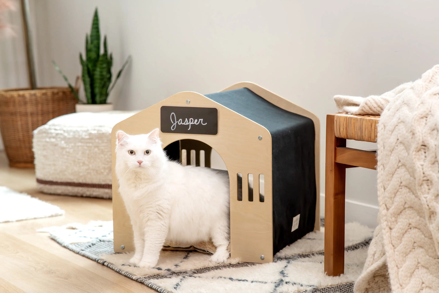 Wooden Pet House, Cat Cube, Brown