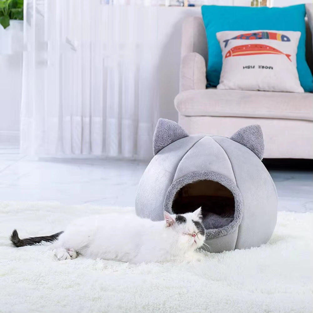 Highest Quality Comfort Pet House Tent Winter Deluxe Semi-Enclosed Deep Sleep Cat Bed Pet House Tent Small Mat Basket Small Dog