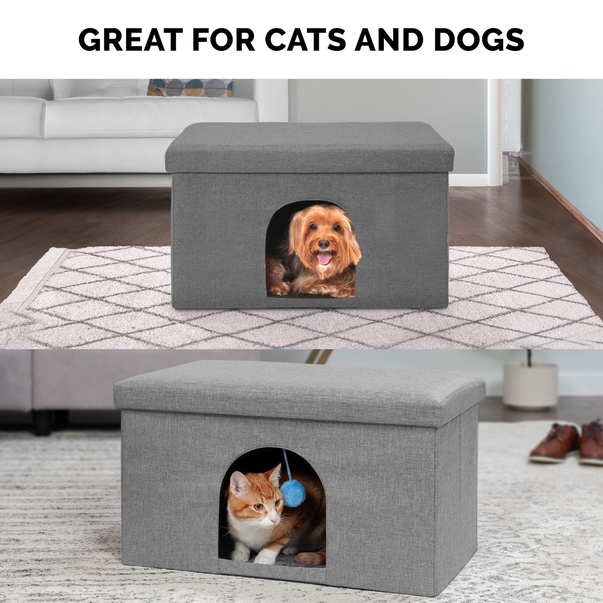 Pet Products Large Pet House Ottoman for Dogs & Cats - Stormy Gray