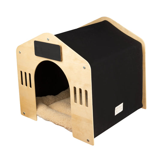 Wooden Pet House, Cat Cube, Brown
