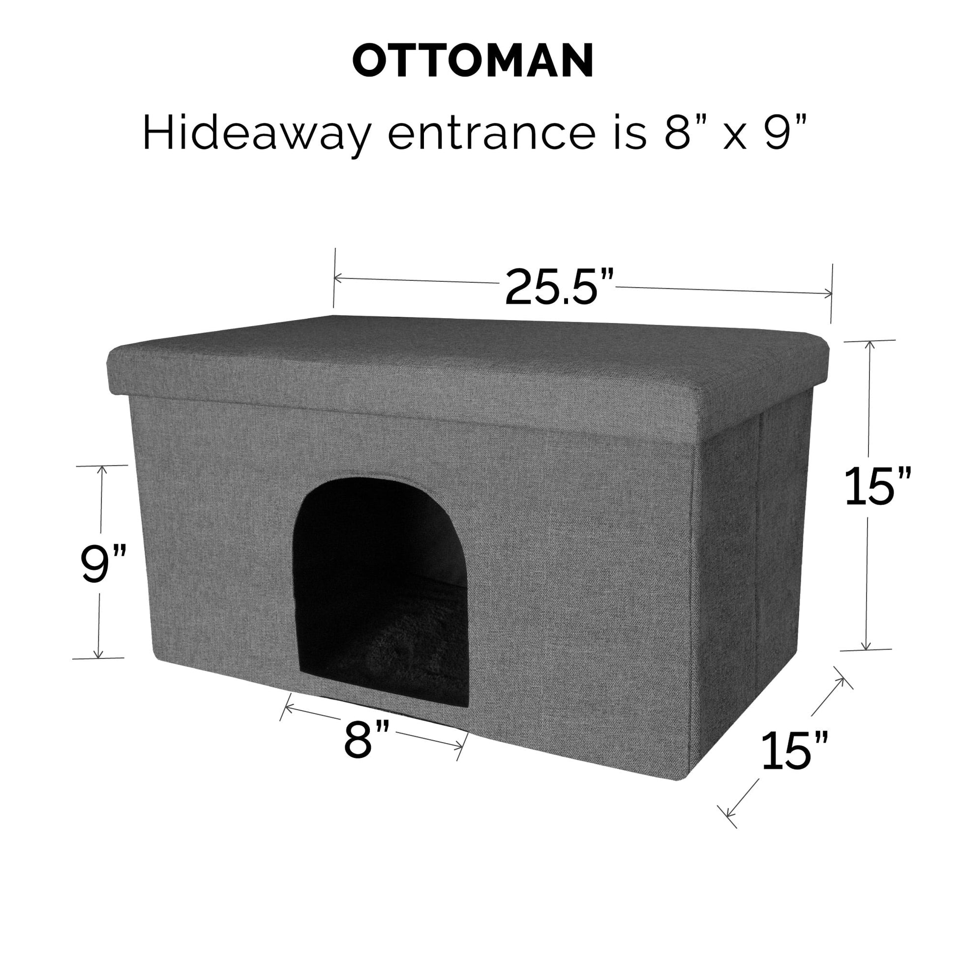 Pet Products Large Pet House Ottoman for Dogs & Cats - Stormy Gray